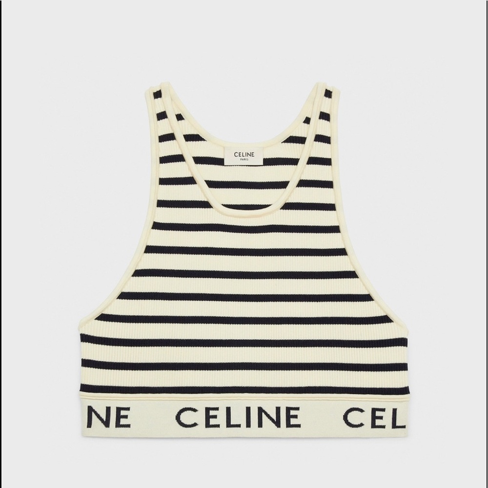 Auth Celine Mesh/ Knit Sports Crop Top